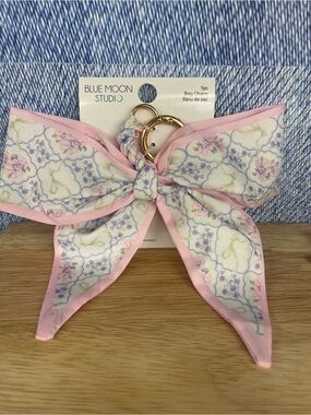 Pink Floral Bow Bag Charm